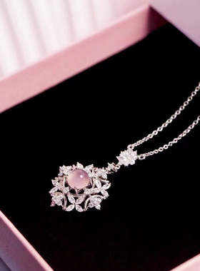 梯方钻海螺珠项链吊坠925纯银