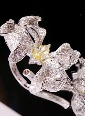 蝴蝶925银镀金戒指气质