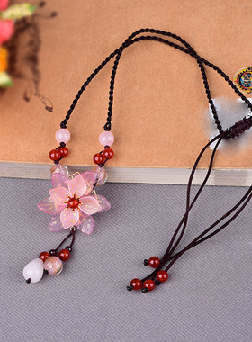 甜美可爱粉色琉璃项链挂件吊坠