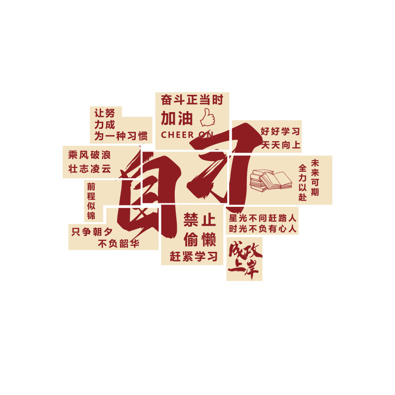自习教室氛围布置装饰培训机构辅导中心班级文化墙贴初中高三励志
