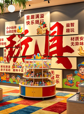 玩具店墙面装饰贴画氛围布置电玩城娃机海报游乐场网红打卡拍照区