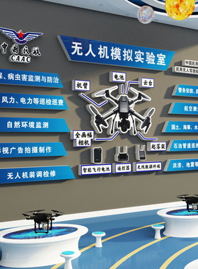 无人机科技学主题文化素材环创培训机构教室墙面装饰公司设计海报