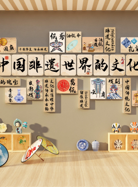 中国非遗文化幼儿园墙面装饰场景布置环创传统主题成品班贴纸材料