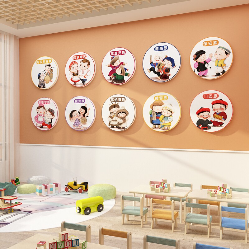 幼儿园环创布置材料文化主题成品楼梯墙面装饰56五十六个民族团结