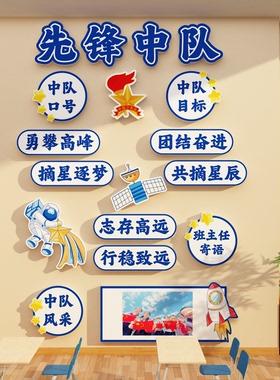 扬帆中队角布置文化墙面贴班级教室装饰小学少先素材红色黑板报