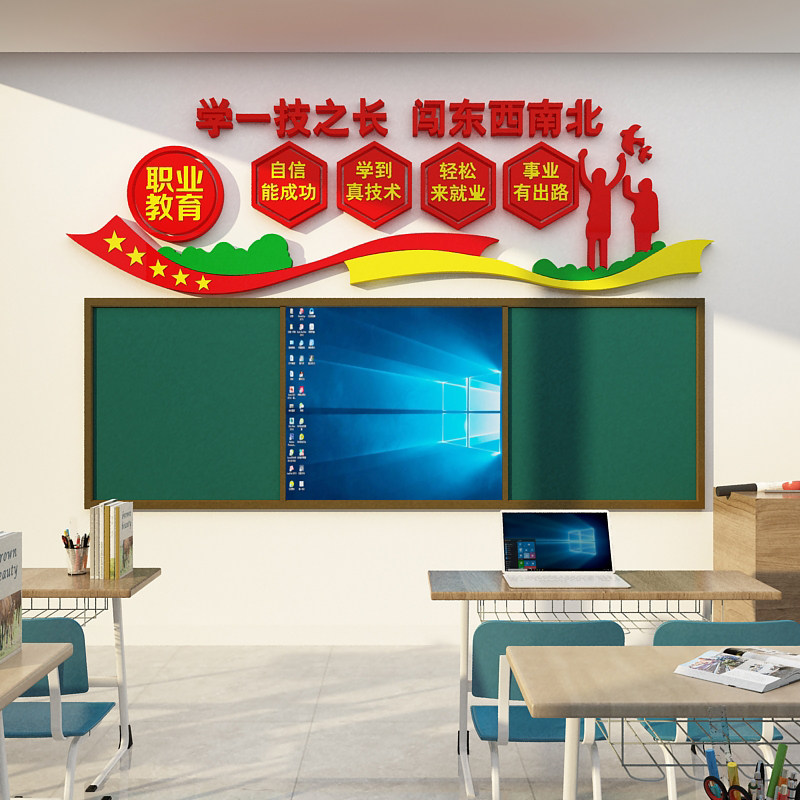 职业技术学院校教育墙面装饰画成人中高大专教室实训文化贴纸布置