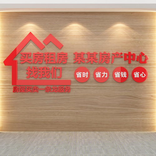 房地产中介前台励志标语墙贴纸广告玻璃门店布置文化公司背景3d - 图2