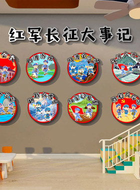幼儿园班级环创爱国庆节氛围主题场景布置红色楼梯文化墙贴面装饰