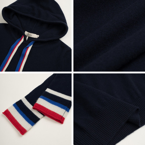 海尔曼斯25冬季新品通勤休闲百搭松弛软呼呼零压羊绒帽衫D0901B72 - 图2