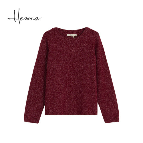 海尔曼斯25冬季新品精英衣橱通勤气质金豆纱羊绒针织衫女250L3B71 - 图3