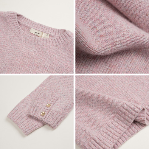 海尔曼斯25冬季新品精英衣橱通勤气质金豆纱羊绒针织衫女250L3B71 - 图2