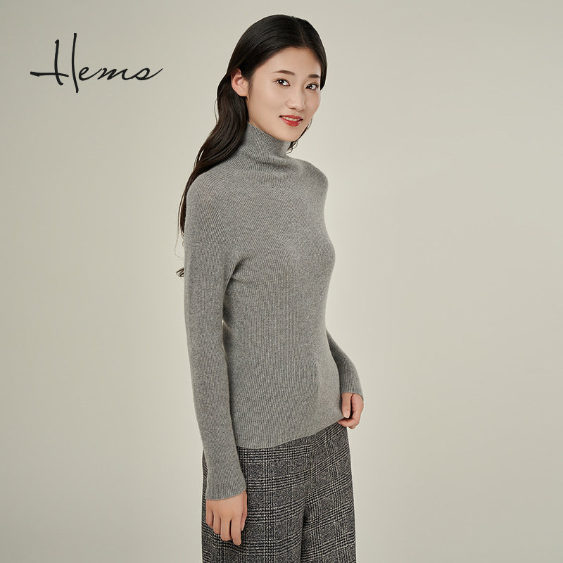 海尔曼斯26支2股羊绒针织衫半高领保暖气质内搭修身通勤D4967B41 - 图0
