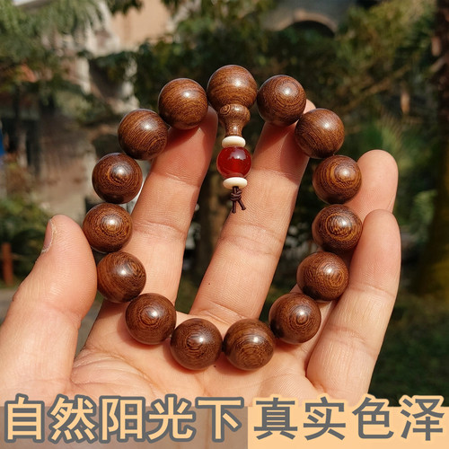 金丝檀木手串佛珠木质文玩手串男丝檀手串高密老料108颗手串包邮 - 图2