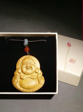 原创设计金丝楠木弥勒佛吊坠男女