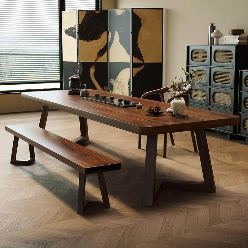 二大爷新中式黑胡桃木实木大板泡茶桌椅组合家用茶台2025新款高端,淘宝优惠券,粉丝福利购,淘宝优惠卷