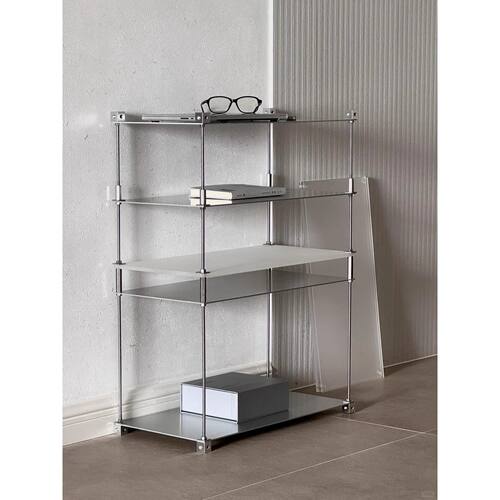 不锈钢包豪斯极简置物架模块客厅落地展示架书架收纳简约高级多层 - 图0