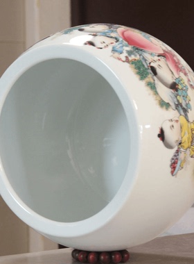 景德镇聚宝盆招财摆件陶瓷客厅书房玄关聚财花盆鱼缸结婚工艺品