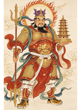 古代神话人物像 托塔天王李靖像 西游记封神榜神话人物像