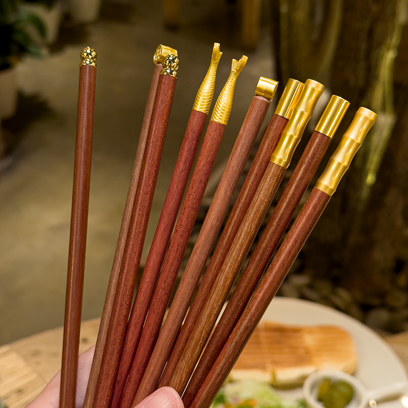 【无漆无蜡】中式高端分餐筷红檀木鸡翅实木一人一筷专人专用筷子