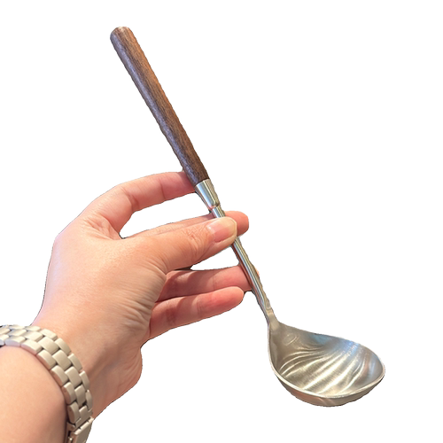 胡桃木小汤勺！304不锈钢分餐勺复古餐厅小火锅公用勺粥勺菜勺子 - 图3