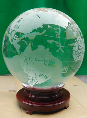 地球仪工艺品摆设中文大号30CM40CM透明K9超大水晶球摆件定制
