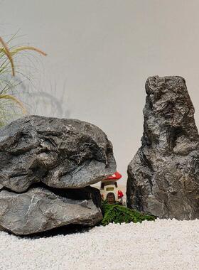 仿真假石头拍摄道具摆件空心石头橱窗装饰玻璃钢英德石造景假山石