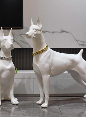 狗模特杜宾犬摆件落地狗大型仿真摄影拍照狗入户客厅玄关道具模型