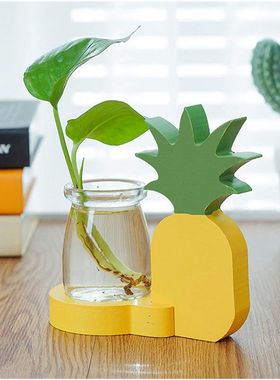 纯手工田园卡通水培容器玻璃花瓶