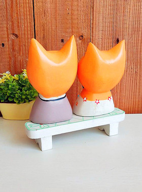 呆萌风创意动物摆件木质工艺品