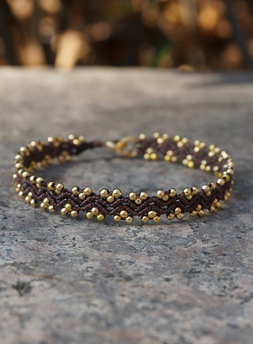 古风手工编织洒金珠波浪纹手绳