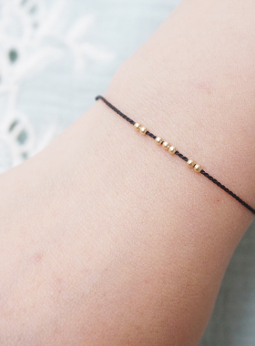 瑞士小圆珠极细黑色情侣手绳