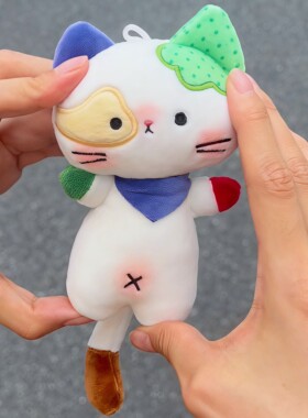 小怪猫咪挂件拼接毛绒公仔玩偶钥匙扣包包挂饰少女心配饰礼物可爱