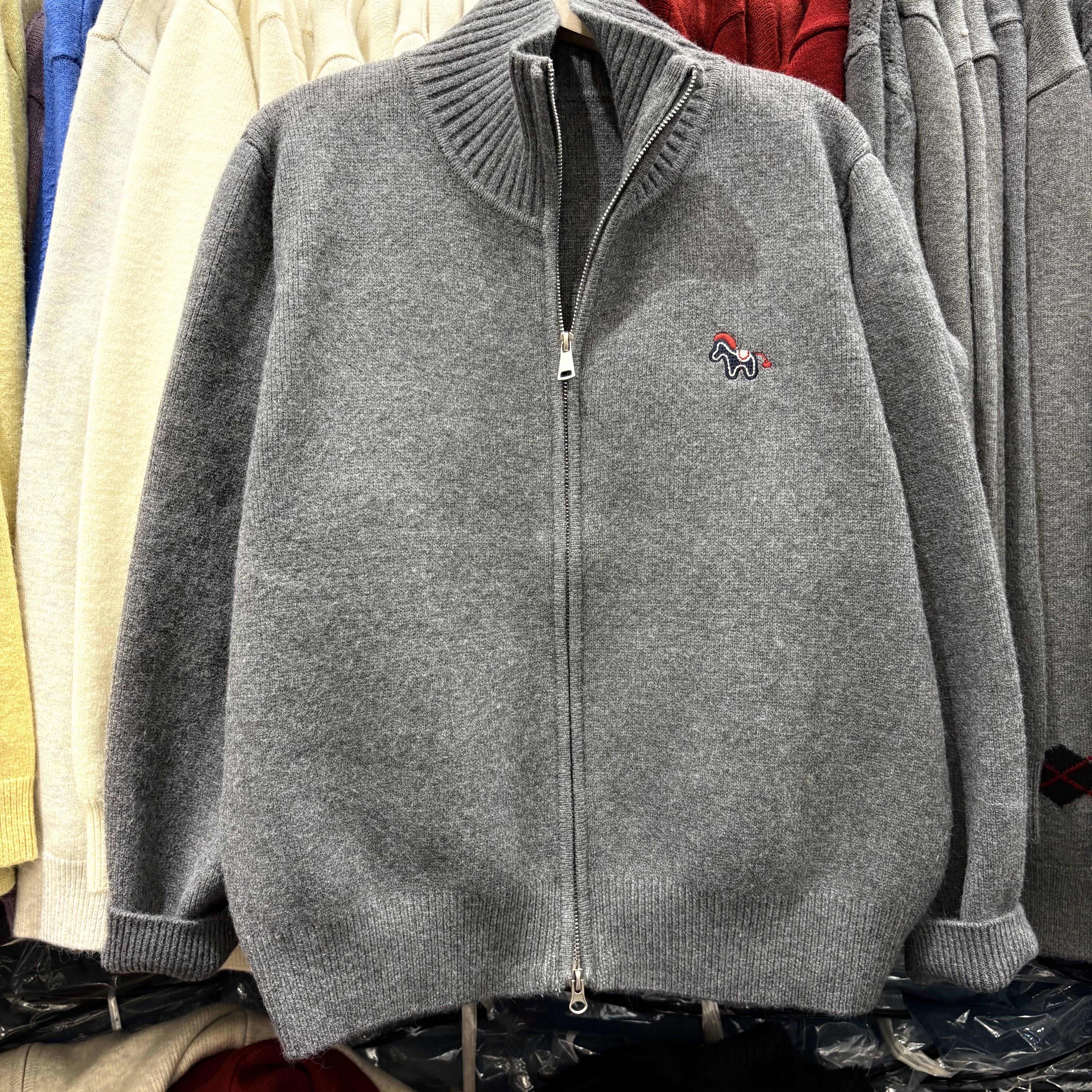 老钱风双头拉链针织开衫外套高领软糯加厚小马刺绣纯色洋气毛衣冬,淘宝优惠券,粉丝福利购,淘宝优惠卷