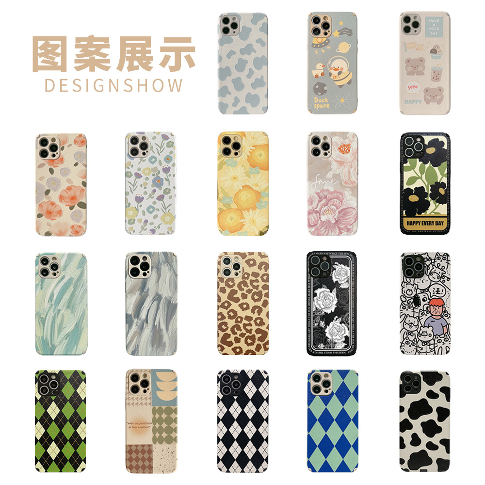 油画花朵12适用iPhone14苹果13pro max手机壳11全包X小清新8p套xr