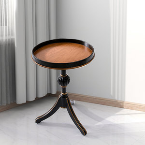 优梵艺术美式角几迷你客厅沙发边几彩绘咖啡桌圆形茶几小桌子高级