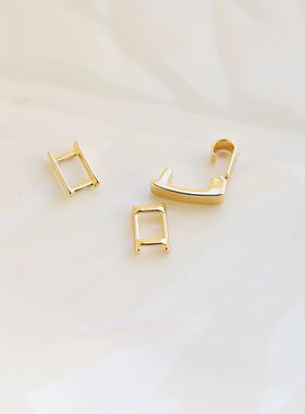 14k包金保色链接扣头三件套手链项链锆石链扣子皮带扣diy饰品配件
