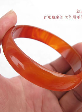 天然女款圆滑油润纹理玛瑙手镯