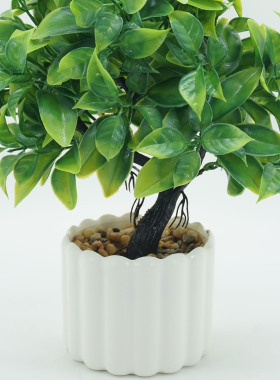 新款仿真榕树盆栽 桌面假花仿真花摆设仿家居装饰仿真绿植小摆件