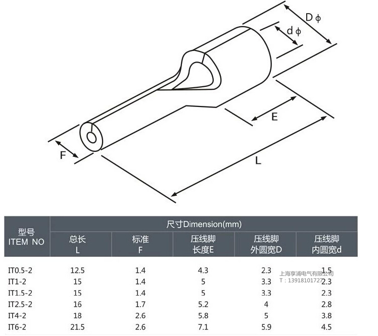 IT4-3紫铜焊缝针型冷压接线端子/针头型端头/插针线鼻子1000只-图1