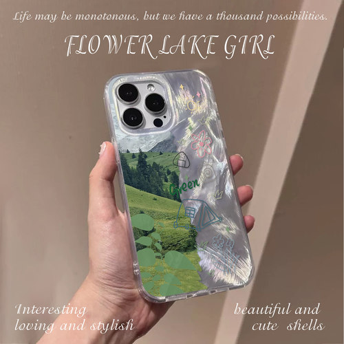 【四季】小清新情侣风景涂鸦适用iPhone17/16pro手机壳磁吸红米K70羽纱vivo华为mate60小米15一加12苹果14 - 图3