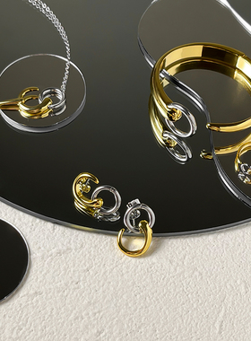 朋克简约个性开口戒指女圈圈拼色