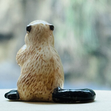 土拨鼠陶瓷小动物纯手工绘画高温釉下彩