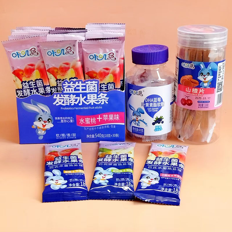 咔叽兔益生菌发酵水果条1盒30条540克草莓果肉条水蜜桃猕猴桃零食,淘宝优惠券,粉丝福利购,淘宝优惠卷