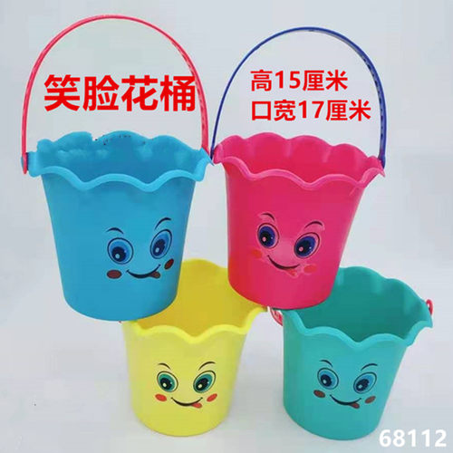 直销批量发儿童手提水洗笔桶塑料钓鱼桶玩沙土装水游乐场沙池水池 - 图1