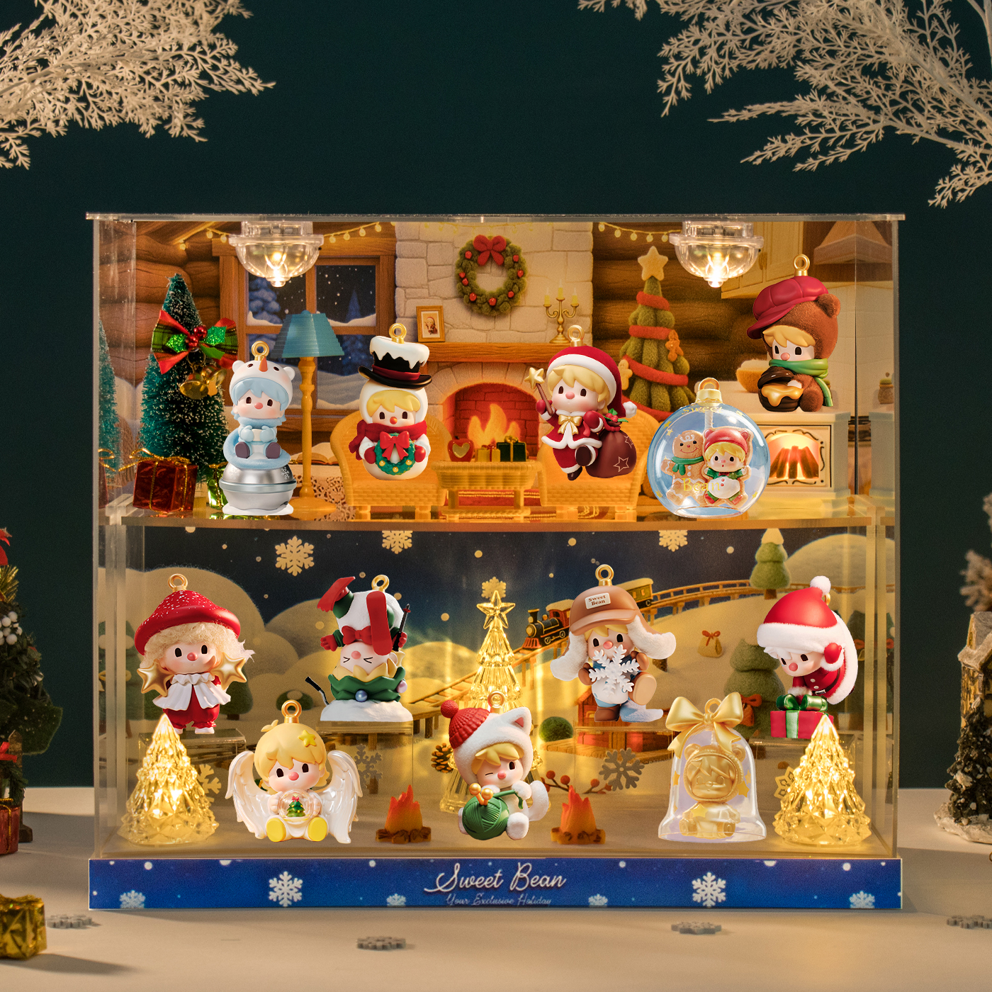 适用泡泡玛特小甜豆属于你的节日系列手办盲盒场景圣诞展示盒摆件 - 图1