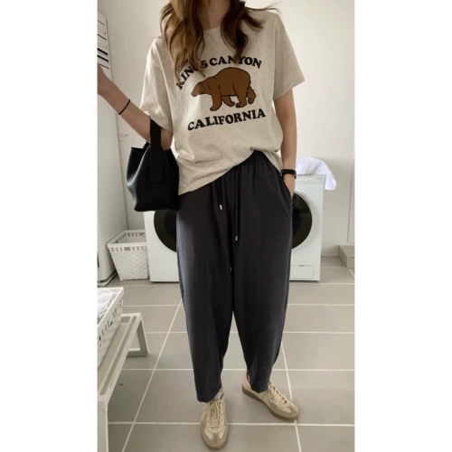 Elielim вчера 菽 Супер крутые японские в стиле повседневные брюки Женские брюки для редьки в среднем линии свободные и универсальные