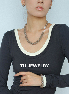 美拉德巧克力色渐变珍珠项链手链