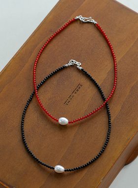 小众设计天然珍珠红玛瑙项链颈链