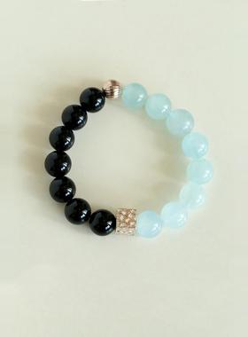 许光汉同款海蓝宝黑玛瑙手串手链