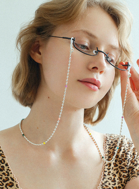 简约豆豆珐琅釉眼镜墨镜链项链